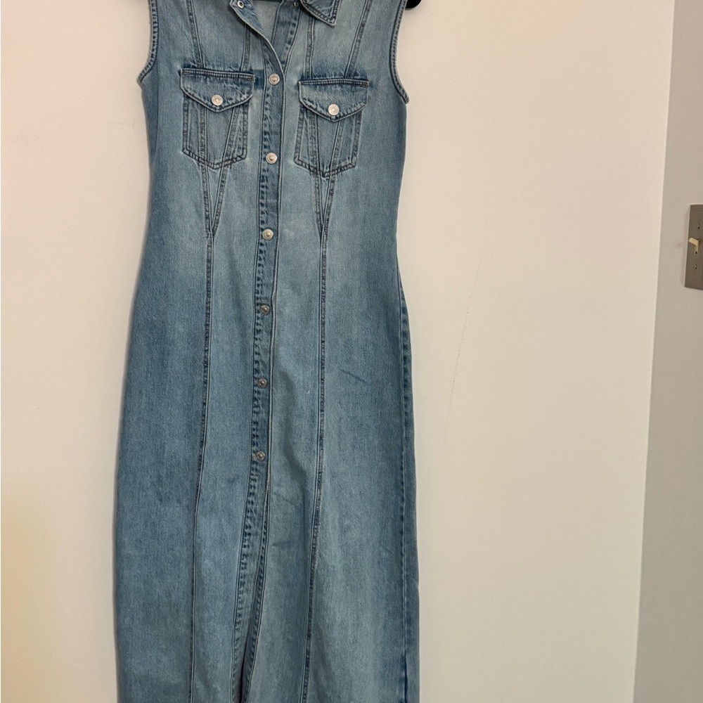Denim Sleeveless Button-Down Dress